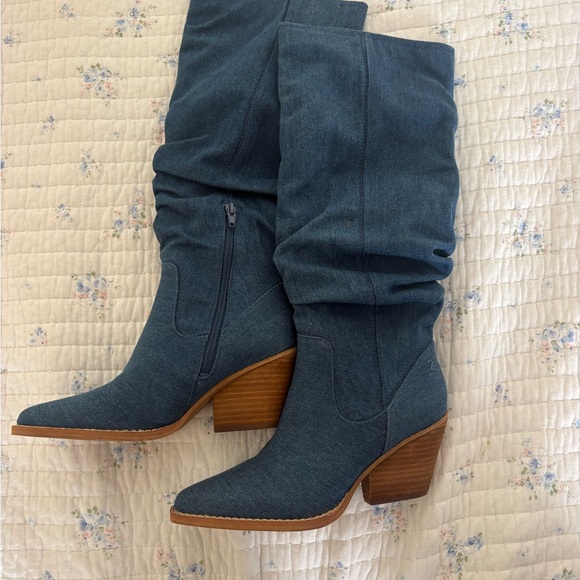 Stylish Denim Knee-High Boots